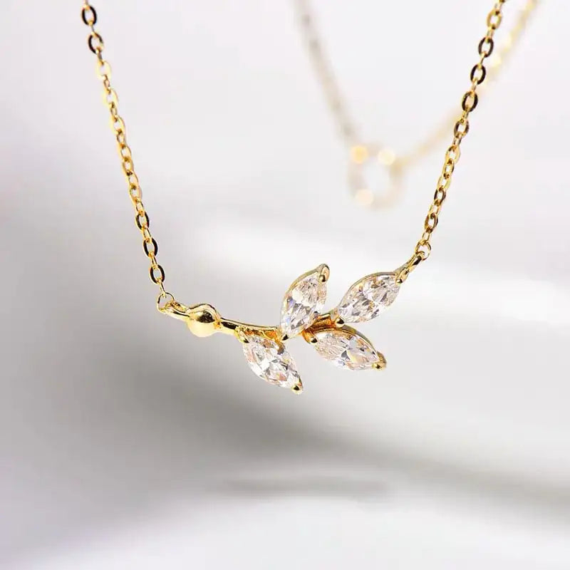 Ladies Sterling Silver Necklace with Zircon Inlay