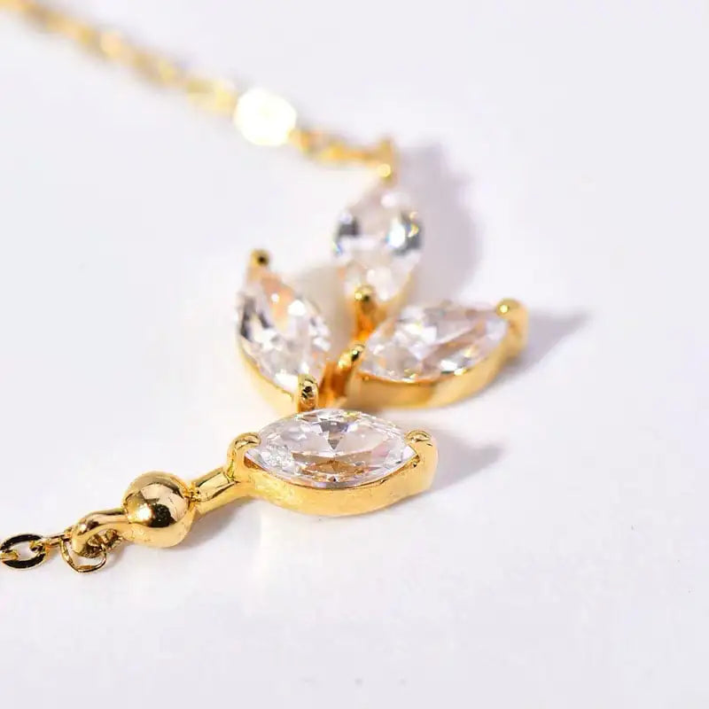 Ladies Sterling Silver Necklace with Zircon Inlay