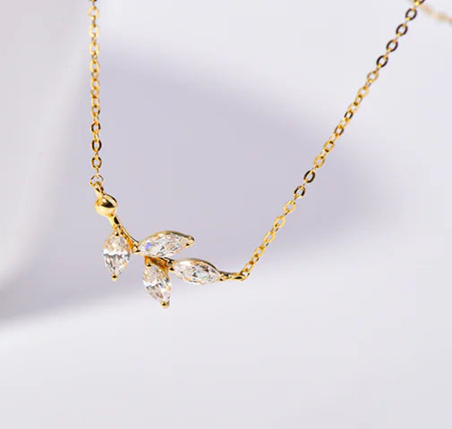 Ladies Sterling Silver Necklace with Zircon Inlay