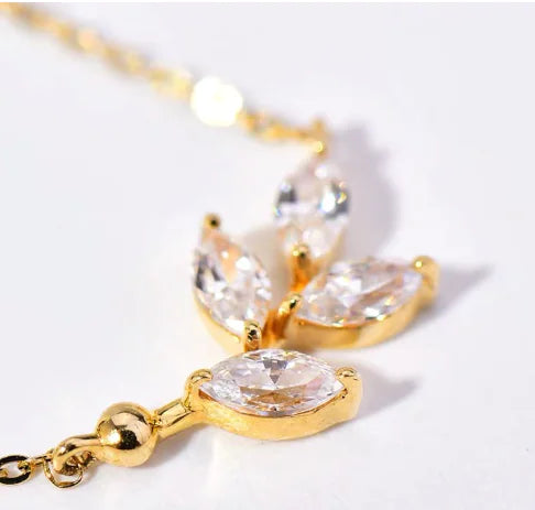 Ladies Sterling Silver Necklace with Zircon Inlay