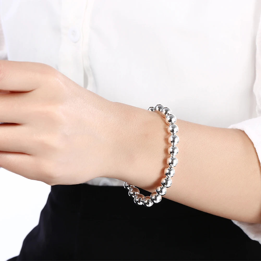 925 Sterling Silver 8mm Bead Chain Bracelets for All