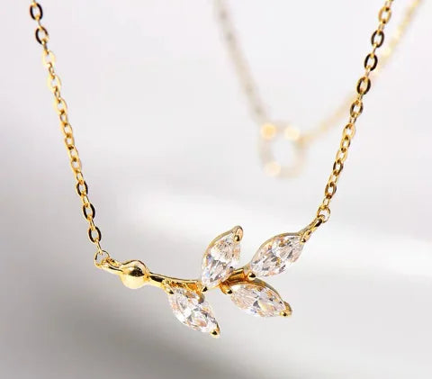 Ladies Sterling Silver Necklace with Zircon Inlay