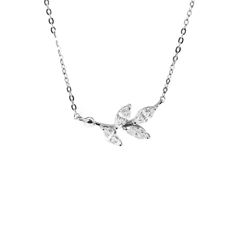 Ladies Sterling Silver Necklace with Zircon Inlay